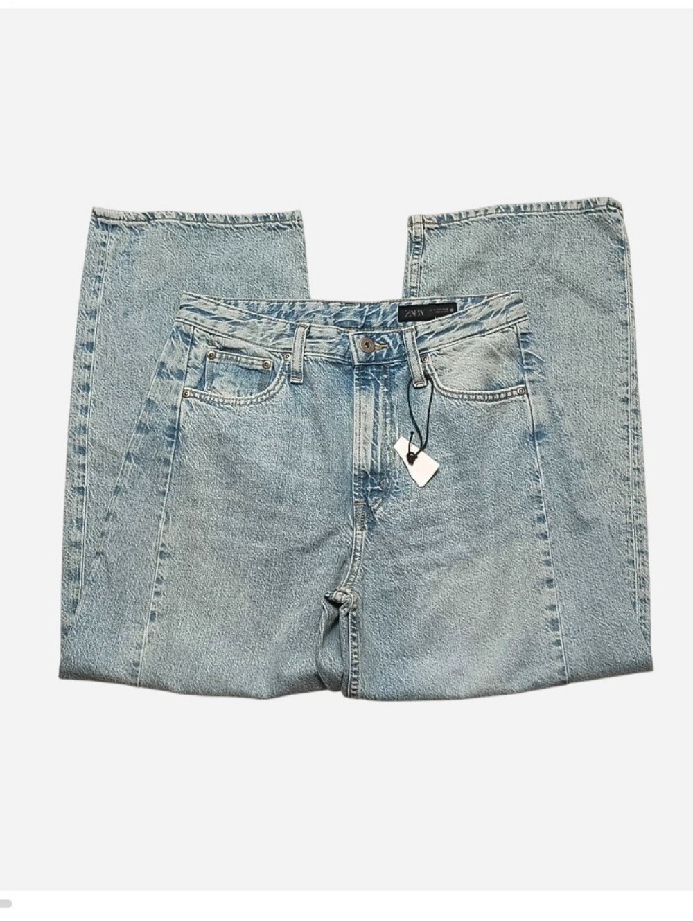 NWT ZARA Collection Mid-Rise Relaxed Ankle Jeans Women's 8 Light Blue Washed NEW - Picture 2 of 10